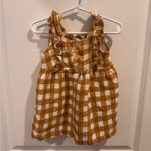Rachel Zoe Mustard Gingham Ruffle-Detail Dress